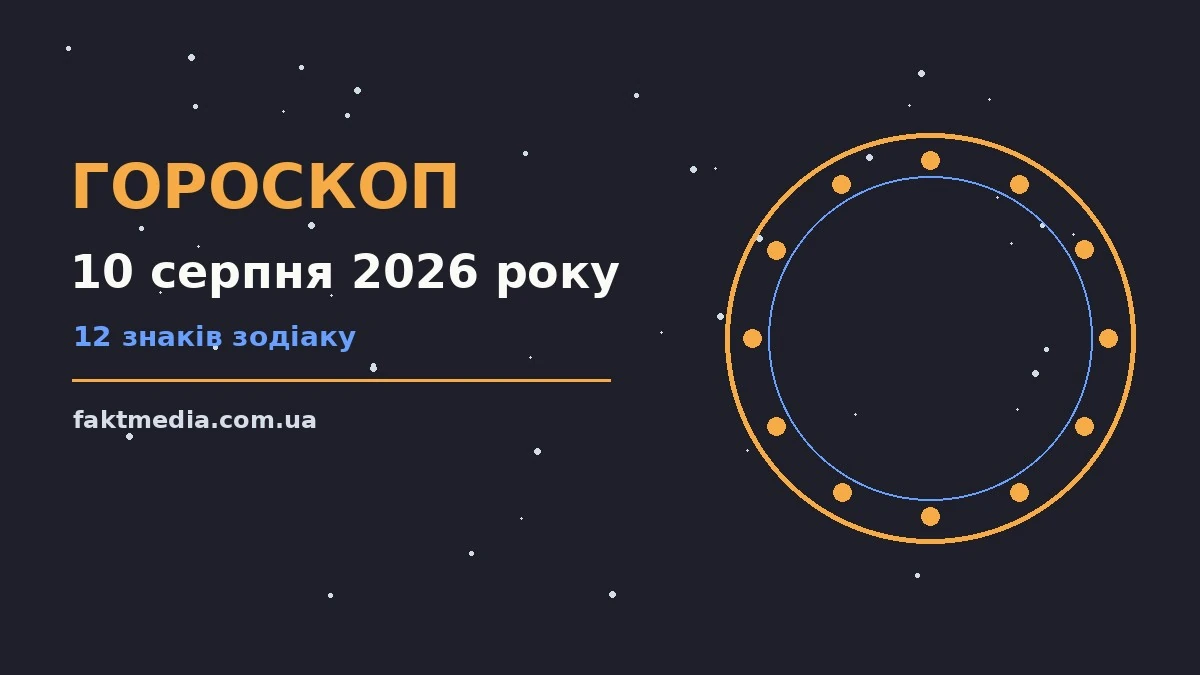 Гороскоп на 10 серпня 2026 року: на що звернути увагу про настрій, справи та гроші